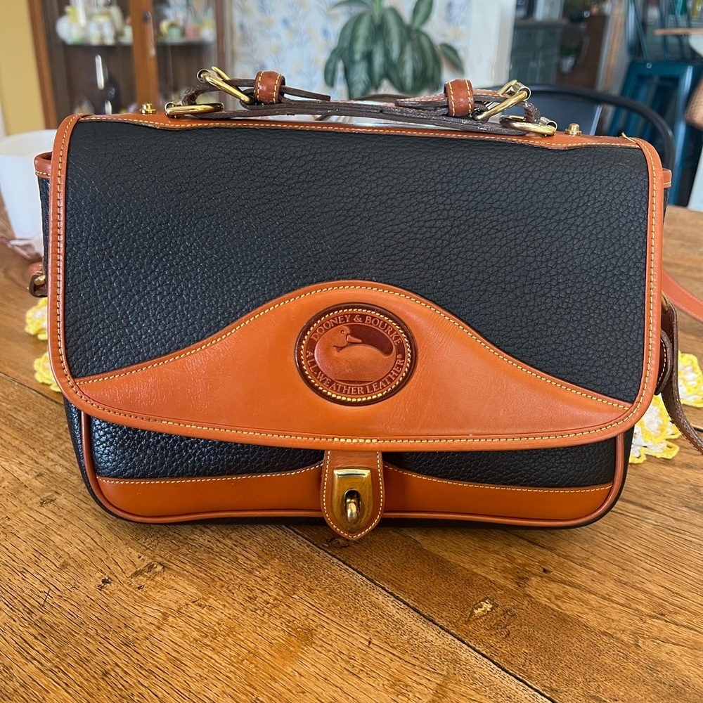 Vintage Dooney & Bourke Blue and Tan Crossbody Bag
